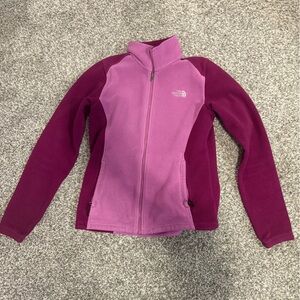 The North Face Pink and Purple Fleece Zip Up Jacket